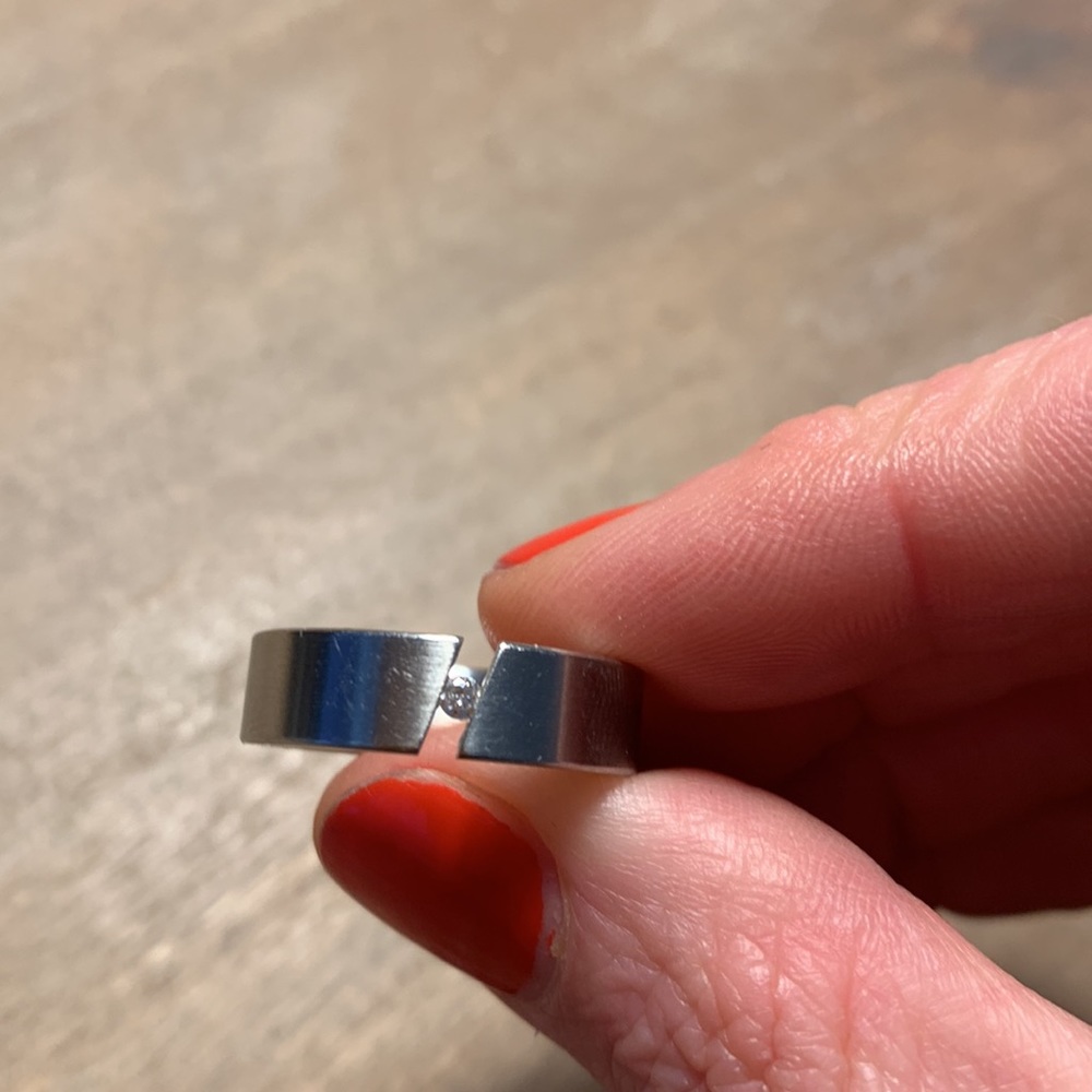 Xen stainless steel diamond ring